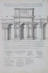 Claudiusbuen i Roma, tegning, fra romerske antikviteter, av Pirro Ligorio (1513-1583)