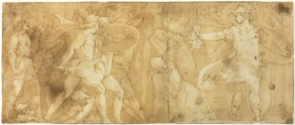 Perseus med hodet av Medusa, gjør Phineus og hans tilhengere til stein