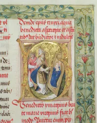 Velsignelse av jomfru Maria og barnet fra den pavelige biskop Erasmus Ciolek, dc.1510 (tempera og gull på pergament)