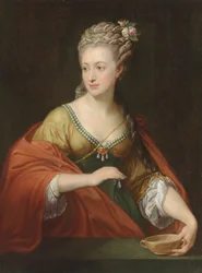 Portrett av Alexandra Evtihievna Demidova 1724-1789 med Cleopatra, tidlig på 1770-tallet.