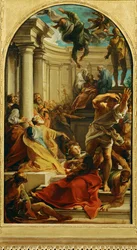 Magikeren Simon Magus#39; fall (maleri på lerret)