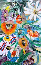 En fargerik blomsterhage
