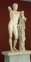 Statue av Hermes og spedbarnet Dionysos, ca. 330 f.Kr. (parian marmor)