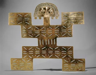 Støpt Tumbaga pectoral, fra Huaca del Dragon, Caldas, Colombia, Tolima-stil (gull)