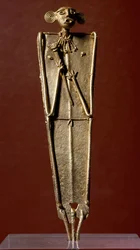 Pre-colombiansk kunst, Muisca-sivilisasjonen: statuett av kvinne (Tango) i gull. 15.-17. århundre. Bogota, Museo de Oro, Colombia