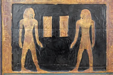 Canopic boks av Yuya, detalj, egyptisk museum, Kairo, Egypt
