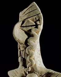 Forhistorie: kvinnehode. Leirstatuett fra sentrale Turkmenistan (Gonur Tepe-regionen). 3000–2500 f.Kr., bronsealderen i Moskva, Arkeologisk institutt ved det russiske vitenskapsakademiet, Russland