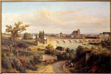 The Bridge of Tours i 1833 Maleri av Prosper Barbot (1798-1878) 1833 Nantes, Musee des Beaux Arts