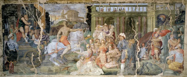 Historier om pave Sylvester og keiser Konstantin, av Prospero Fontana (1512-1597), freskomaleri, sal, Palazzina della Viola, Bologna, Italia