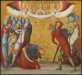 Halshuggingen av St. Katarina av Alexandria, ca. 1325-1330 (tempera og bladgull på panel)