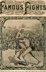Tok ham med begge armene rundt livet, og kastet ham på scenen, c1890-c1909.