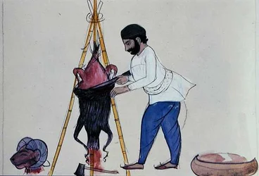 Slakter, ca. 1890 (akvarell på papir)