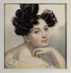 Portrett av grevinne Glafira av Balmen. Verk av Pyotr (Piotr) Fyodorovich Sokolov (Peter Sokolov) (1791-1848), akvarell på papir, ca. 1828. Russisk kunst