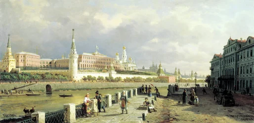 Utsikt over Kreml fra Sophia Embankment i Moskva, 1879.