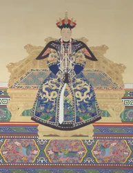 Keiserinne Xiao Cheng Ren (1653–1674), første gemalinne av Qing-dynastiets Kangxi-keiser (blekk og farge på silke)