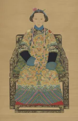 Keiserinne Xiaozhen, andre keiserinnegemalinne av Xianfeng-keiseren (1831–1861) (blekk og farge på silke)