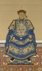 Portrett av Oboi (ca. 1610–1669), regent under keiser Kangxis regjeringstid (blekk og farge på silke)