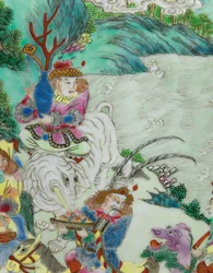 Detalj fra en av et par Imperial Famille Rose Vases (keramikk)