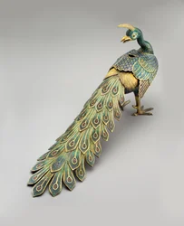 Cloisonné-røkelsesbrenner i form av en påfugl