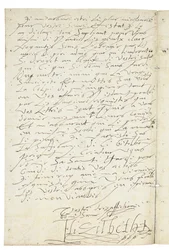 Brev på fransk fra Elizabeth I av England til Henri IV av Frankrike, ca. 1596