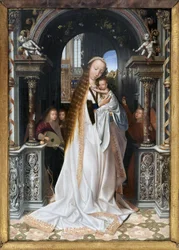 Jomfruen og barnet omgitt av engler, maleri av Quentin Metsys (1466-1530), Photography, KIM Youngtae, Lyon, Musee des Beaux Arts de Lyon.