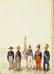 Militære uniformer, av Quinto Cenni, fargeplate