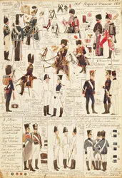 Uniforms of Hunters on horseback of Kingdom of France, av Quinto Cenni, fargeplate