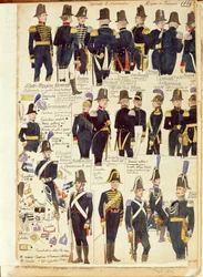 Uniformer av den piemontesiske hæren fra 1814. Fargeplate av Cenni Quinto