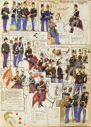 Ulike uniformer fra Storhertugdømmet Toscana av Quinto Cenni, fargeplate