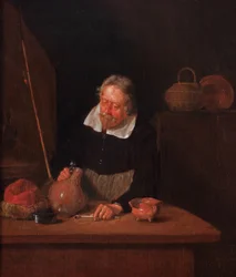 Kannekijker (en som kikker vemodig ned i bunnen av en tom mugge)