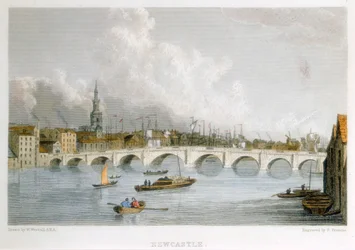 Steinbuet bro over Tyne ved Newcastle-upon-Tyne, England, c1830.