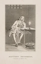 Matthew Henderson, morder i cellen sin i 1746 (gravering)