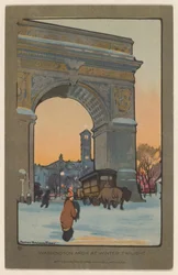 Washington Arch ved Winter Twilight