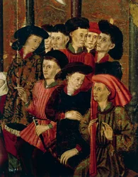 Forkynnelse, detalj fra San Bernardino-altertavlen, av Joan Figuera og Tomas Rafael (aktiv i andre halvdel av 1500-tallet), tempera på panel, 399x253 cm. Detalj.