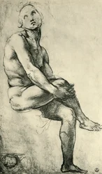 Sittende naken mann, 1509-1511, 1943.