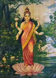 Lakshmi, av Raja Ravi Varma, 1930-tallet, redigert
