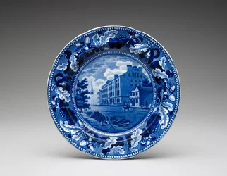 Plate, c. 1831-1832 (blyglasert keramikk med overføringstrykk)