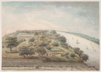 Fugleperspektiv ovenfra Opium Godown ved Patna