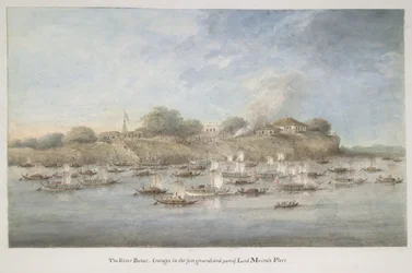 Lord Hastings' flotilje ved elven, med mange pinnace budgerows