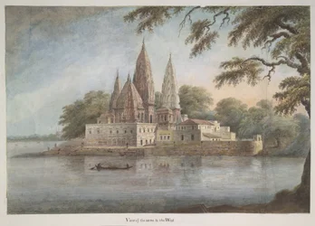 Klyngen av templer ved Rajghat Sangam