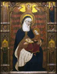 Saint Anne and the Virgin - Maleri av Ramons Destorrents (1300-tallet), Arnau (1300-tallet) og Jaume Ferrer Bassa (1281-1348) - tempera på tre, rundt 1350 (St Anne and The Virgin, av Ramons Destorrents, Arnau e Ferrer Lav, tempera på panel, ca 1