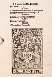 Side av kodeksen "De Laudibus Beatissimae Virginis Mariae" av Ramon Llull (1235-1315), som viser to løver som holder våpenskjoldet til skriveren Jehan Petit
