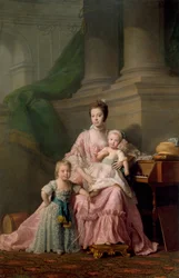 Dronning Charlotte 1744-1818, med sine to eldste sønner, 1769