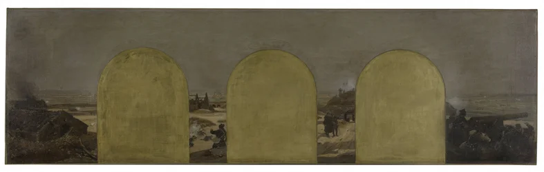 Skisse for prefektens kabinett i Paris rådhus: Et batteri ved vollene: Beleiringen av Paris i 1870
