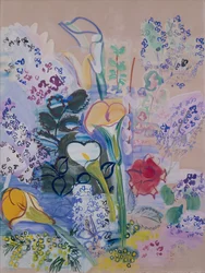 Bukett med arums (gouache på papir)