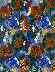 Skøyteløpere, design for trykt silke, ca. 1914–20 (fargelitografi)