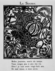 Musen - i «Orfeus#39; bestiarium eller prosesjon» av Apollinaire, illustrert av Raoul Dufy (1877–1953), red. de la Sirène, Paris