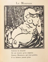 Tre på rad, illustrasjon fra «Orfeus#39; bestiarium eller prosesjon» av Guillaume Apollinaire