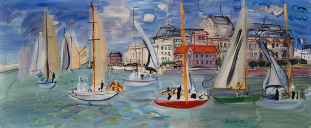 Regattaer i havnen i Trouville-Deauville, ca. 1938 (olje på lerret)