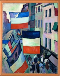 Gate med flagg (olje på lerret)